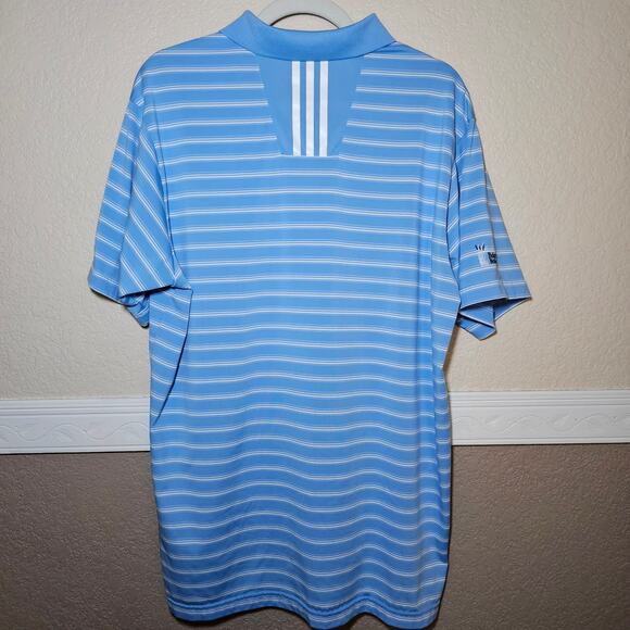 ADIDAS GOLF POLO CLIMALITE Light Blue Striped Mens Large Baker National Golfing - Picture 7 of 13